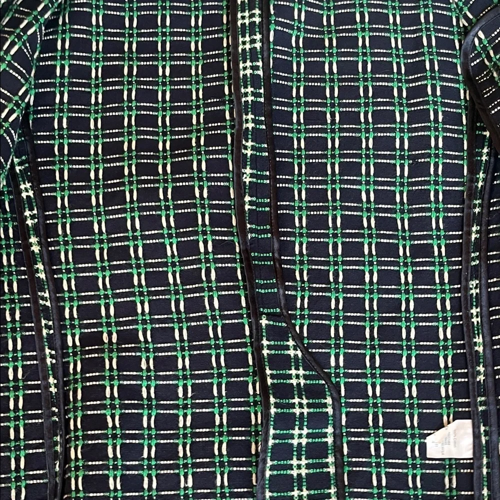 J. Crew Navy, Green & Cream Textured Plaid Blazer - Size 14